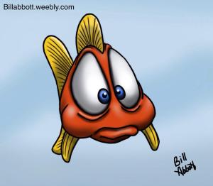 A fish illustration I'd created using an inexpensive drawing app and my ndex finger while watching TV with my wife.